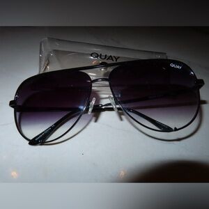 Quay Australia Black and Purple Aviator Sunglasses High Key